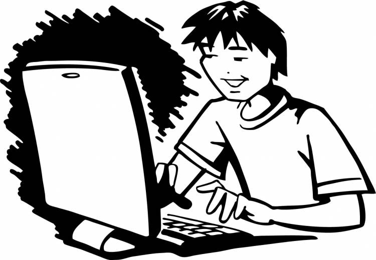Ребенок за компьютером рисунок