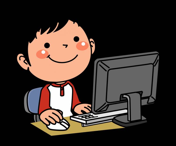 Мальчик за компьютером рисунок