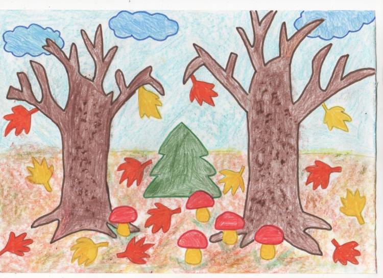 Легкий рисунок осенний лес