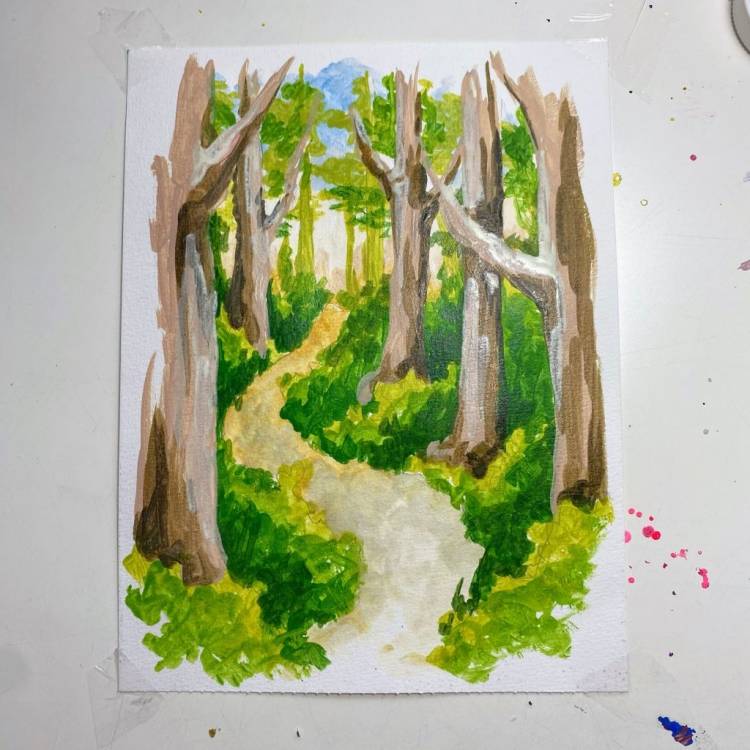 Рисунок леса красками