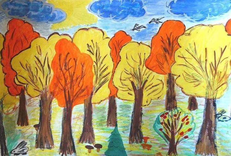 Осенний лес легкие рисунки