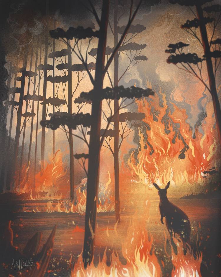 Сгоревший лес рисунок