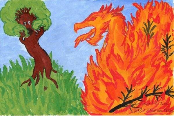Картинки для детей пожар в природе 