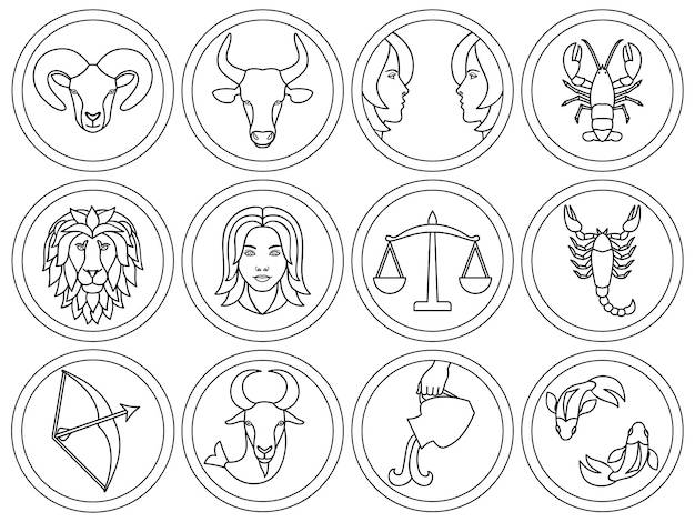 Контурные рисунков знаков зодиака 
