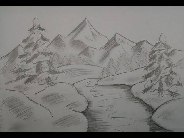 Как нарисовать зиму \\ Зимний лес карандашом \\ Простой рисунок