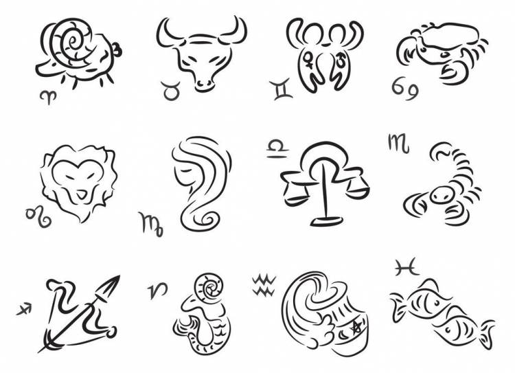 Контурные рисунков знаков зодиака 
