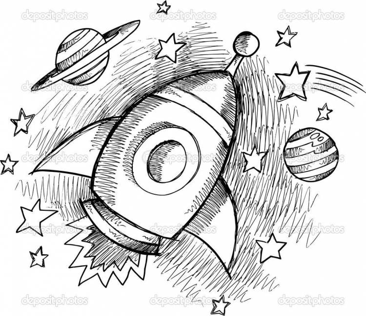 Космический корабль рисунок карандашом