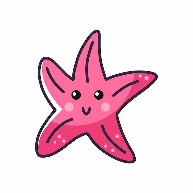 Милая морская звезда мультяшный персонаж иллюстрация для детей нарисованная рукой наклейка
