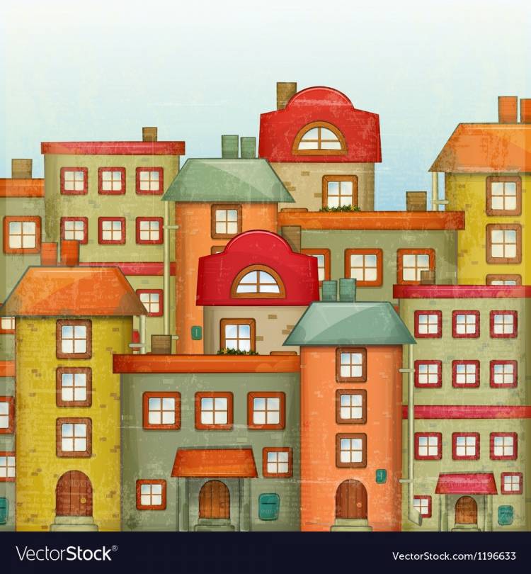 Рисунок детский многоэтажный дом
