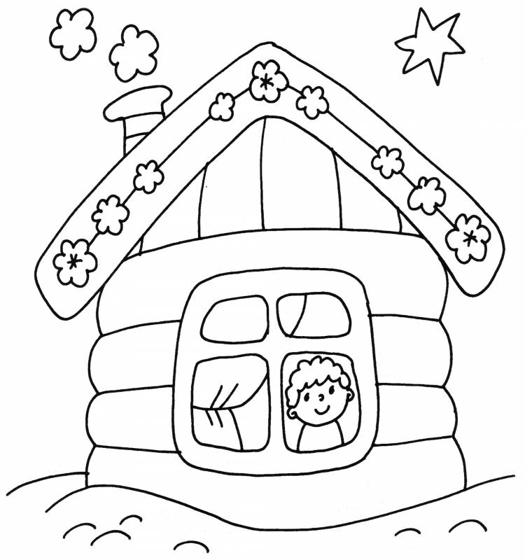 Раскраска Деревянный домик