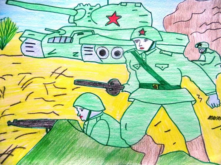 Детские рисунки на военную тематику 