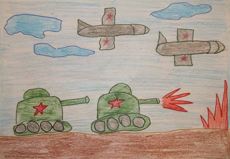 Простые детские рисунки о войне 