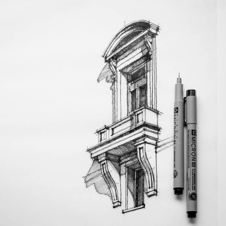 Архитектура легкие рисунки