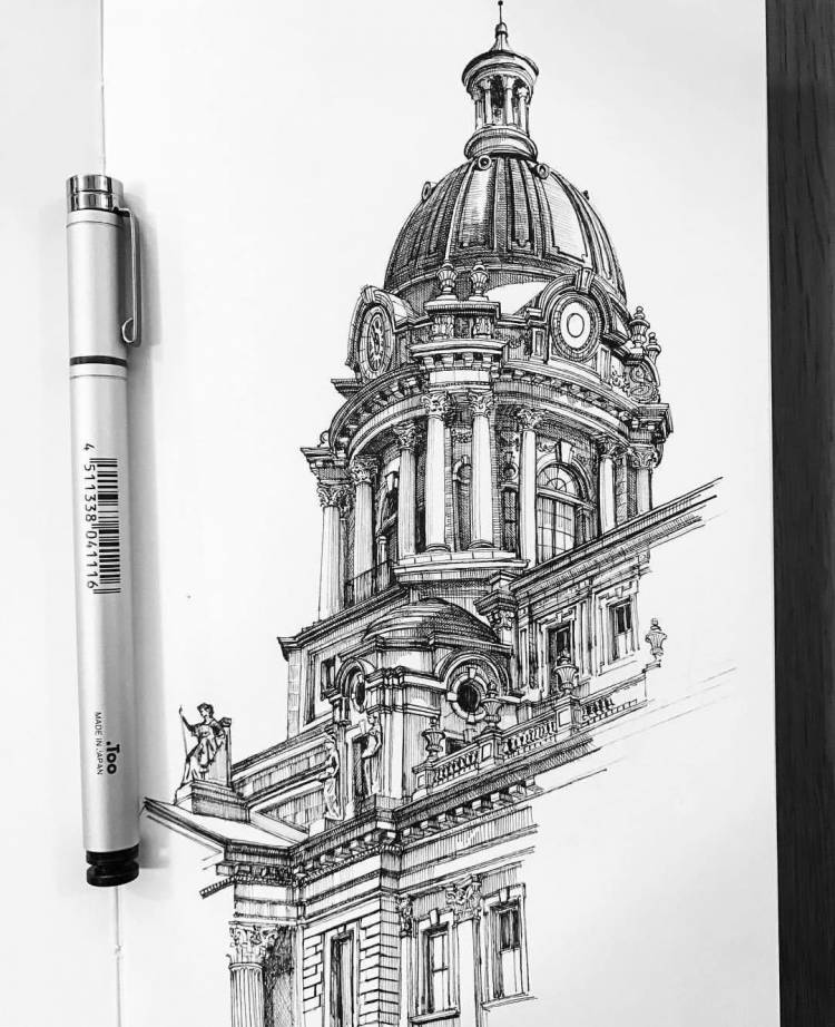 Зарисовки архитектуры карандашом