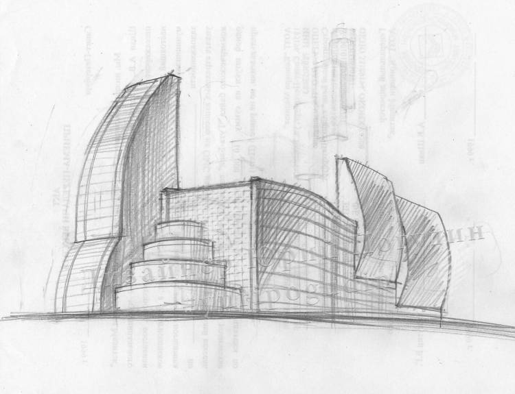Современная архитектура рисунок карандашом