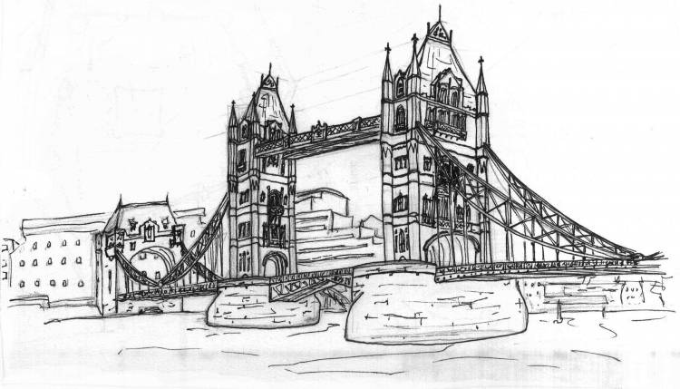 Лондон зарисовки карандашом