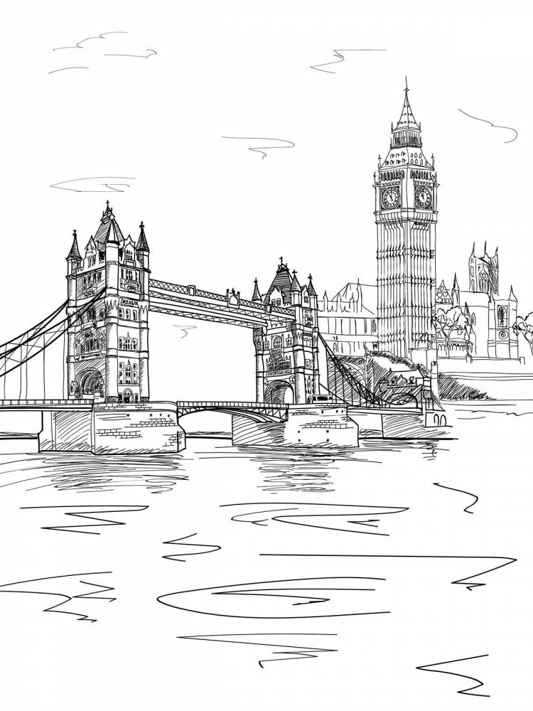 Лондон зарисовки карандашом