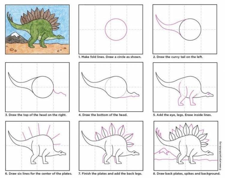 Как нарисовать динозаврика 