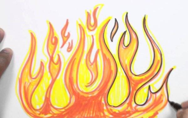 Картинки огня для срисовки карандашом легкие 