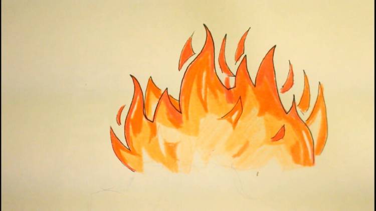 Огонь рисунок для срисовки карандашом