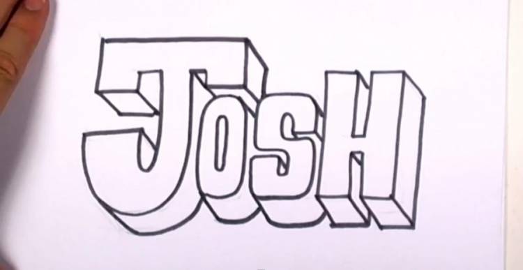 Как нарисовать слово Josh поэтапно