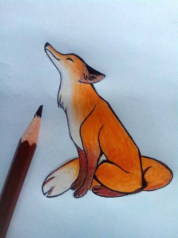 Как нарисовать лису карандашом и красками 
