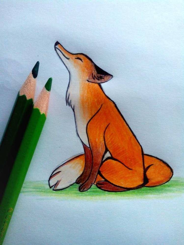 Как нарисовать лису карандашом и красками