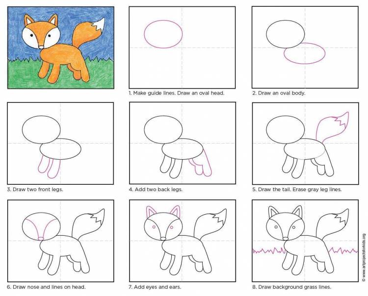 Рисунок лисы для детей поэтапно