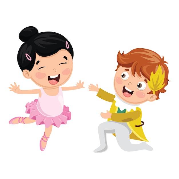 Векторная иллюстрация детей танцы