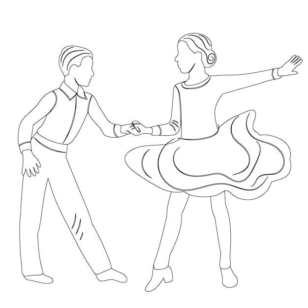 Эскиз бальных танцев для детей на белом фоне изолированный вектор