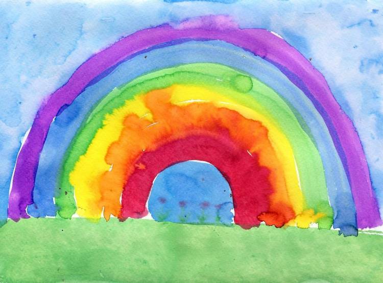 Как нарисовать радугу красками