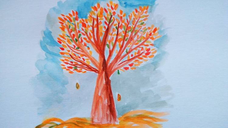 Дубовое дерево осенью