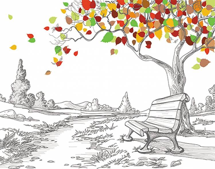 Дубовое дерево осенью
