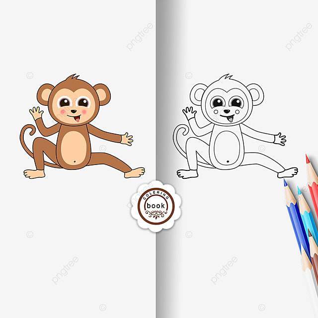 рисунок обезьяна клипарт черно белая раскраска детский линия милая обезьянка PNG , рисунок автомобиля, рисунок обезьяны, рисунок крыла PNG картинки и пнг PSD рисунок для бесплатной загрузки