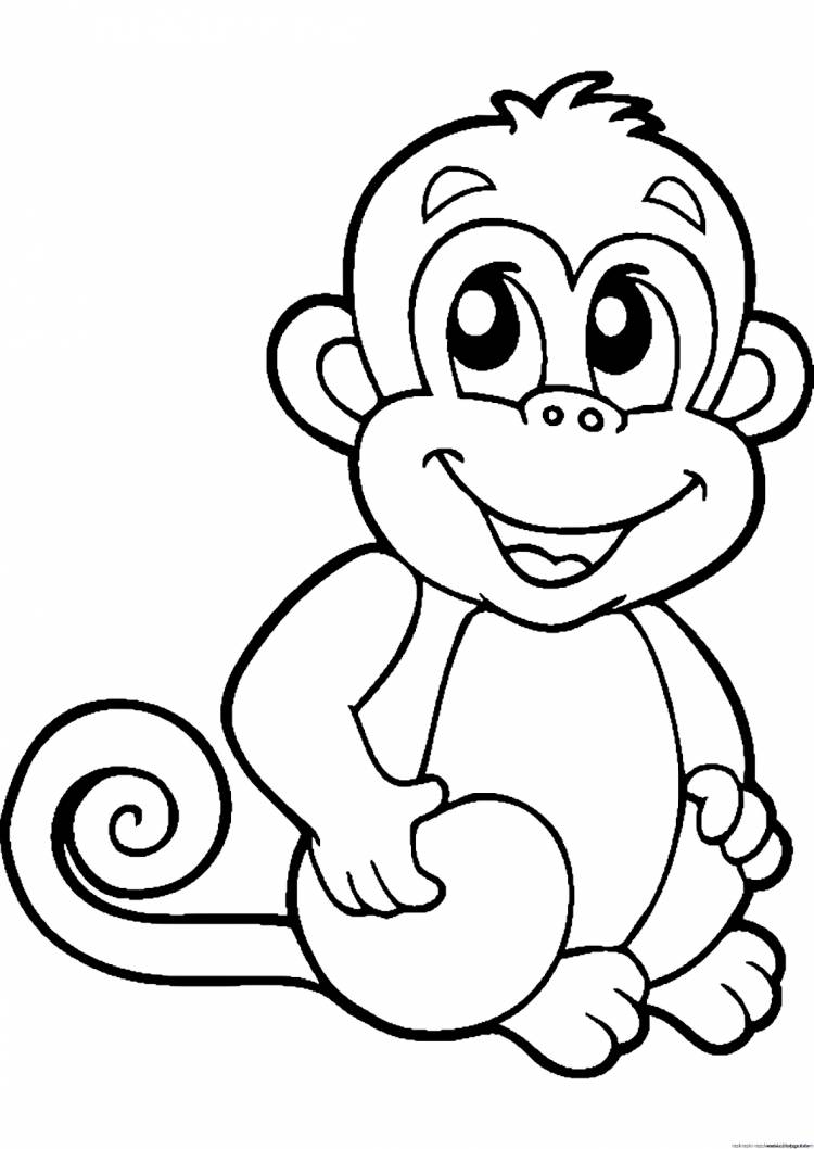 Рисунок обезьянка раскраска для детей 