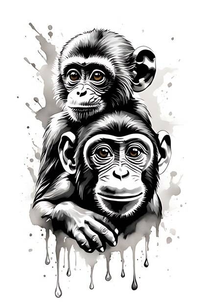 Раскраска маленькая обезьянка