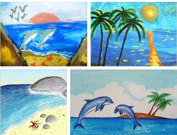 Картинки красоты моря нарисованные 