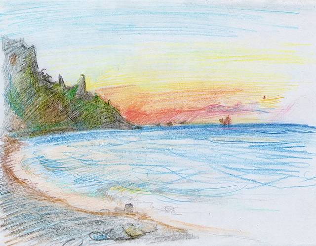 Море в одном из его нарядов рисунок Рисунки карандашом поэтапно