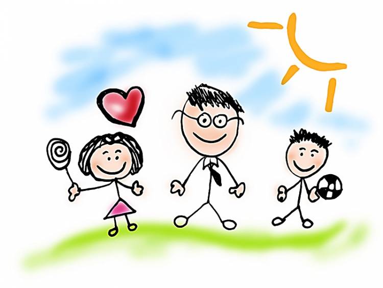 семья детский рисунок дети папа день отца