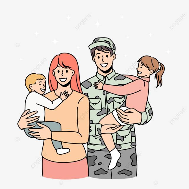 Счастливый военный папа воссоединился с женой и детьми PNG , семья, военный, солдат PNG картинки и пнг рисунок для бесплатной загрузки