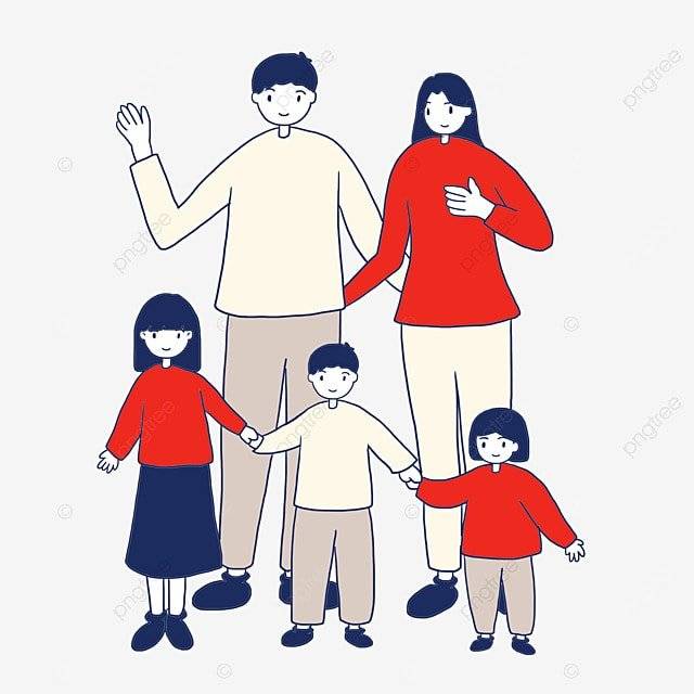 Семья из трех детей PNG , отец, Мама, Пять людей PNG картинки и пнг PSD рисунок для бесплатной загрузки