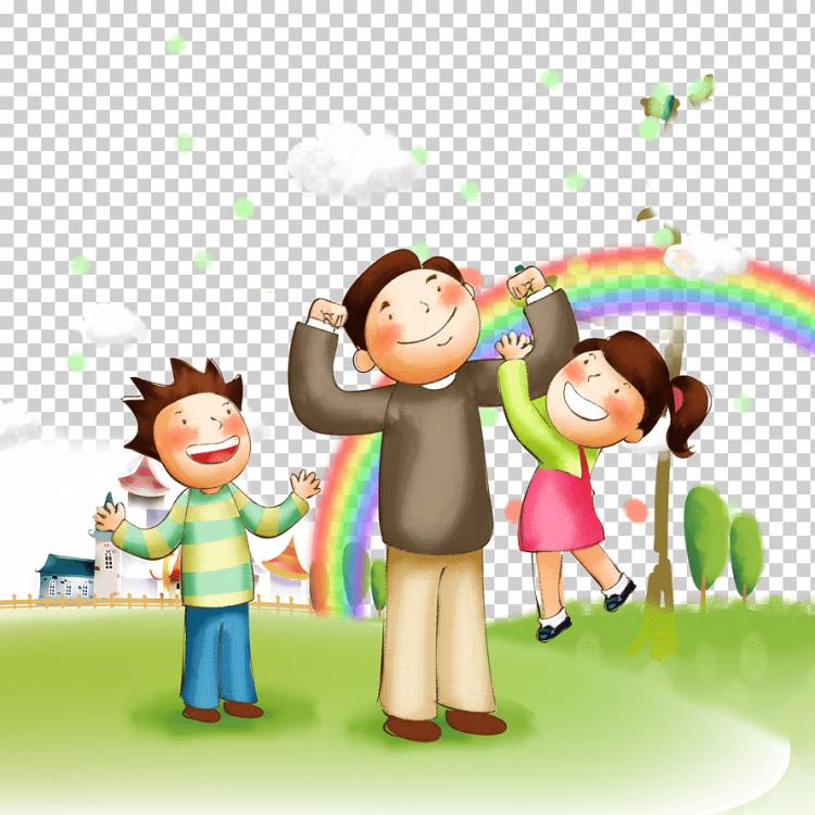 семья в парке, семейное счастье отец, папа и дети, ребенок, нарисованный, рука png