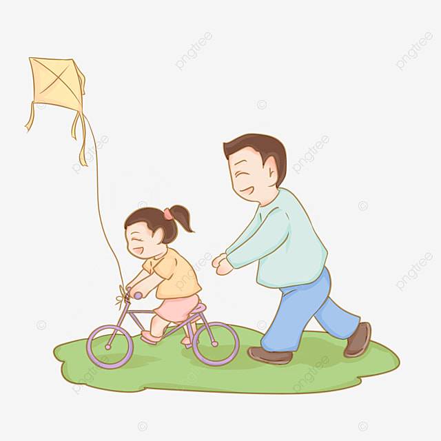 Папа учит детей ездить PNG , отец, ребенок, велосипед PNG рисунок для бесплатной загрузки