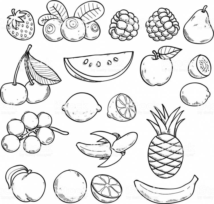 Рисунки для срисовки фрукты и ягоды