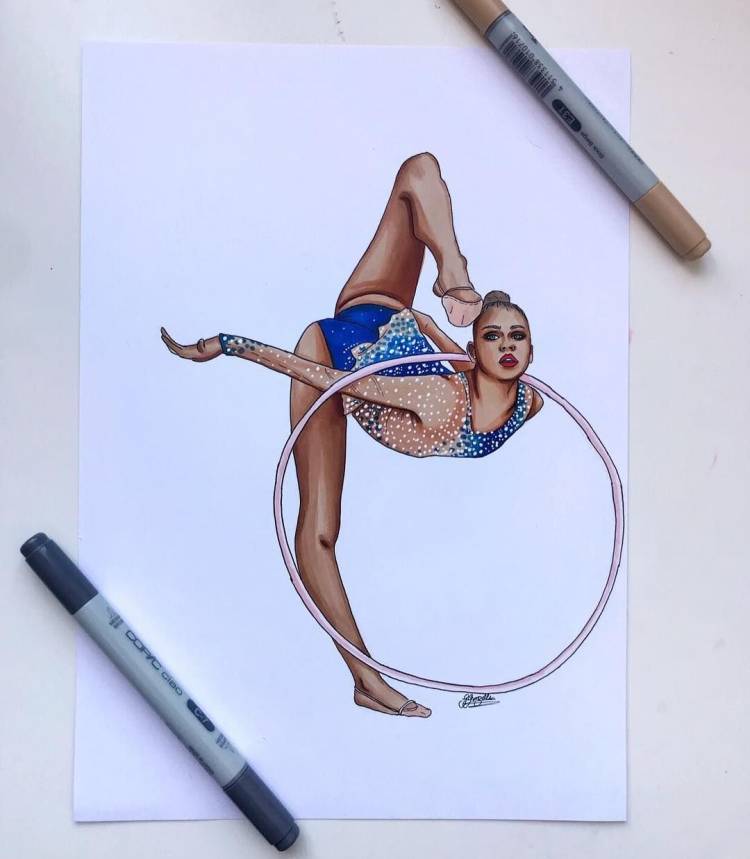 Рисунок гимнастки карандашом