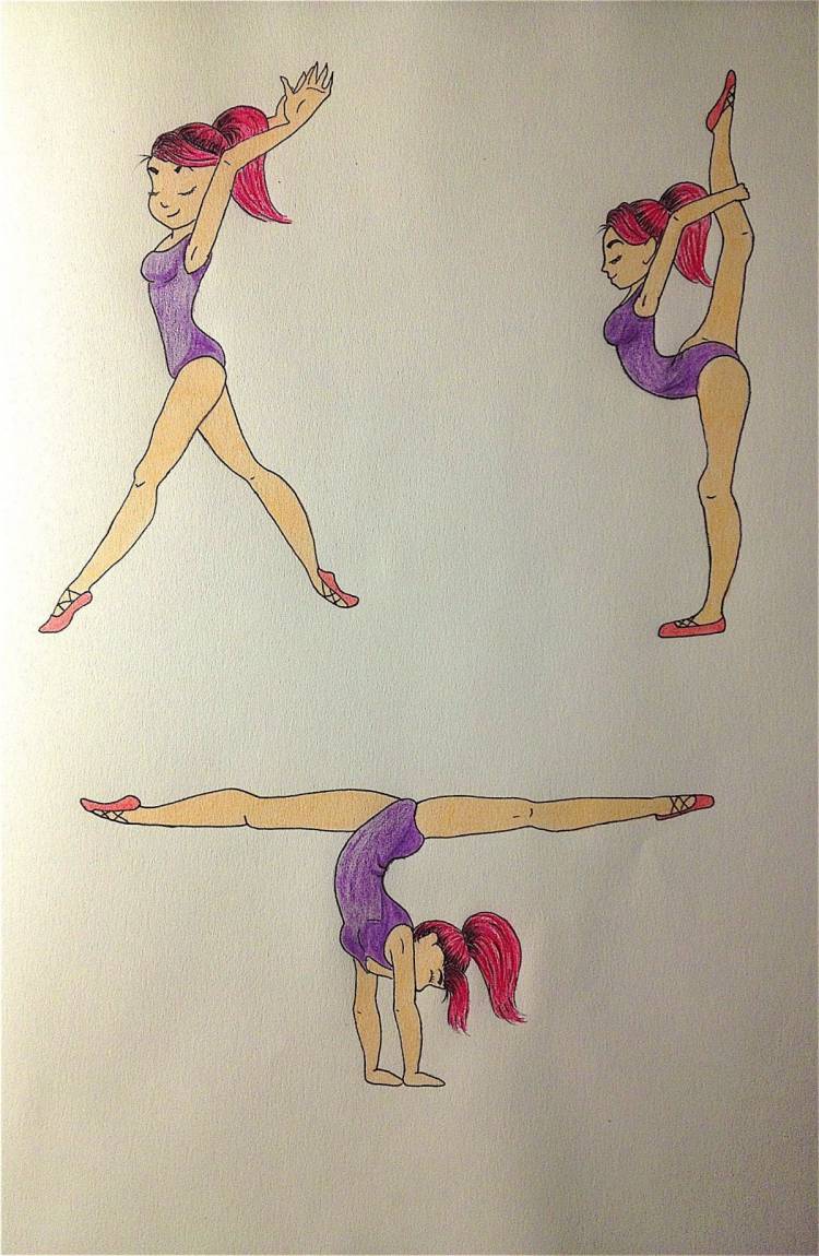 Рисунки для срисовки гимнастки легкие
