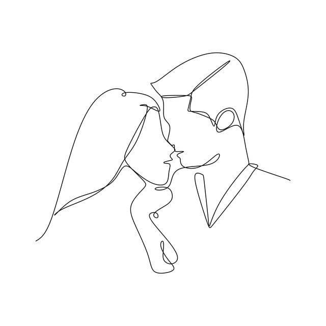 Couple In Love With Continuous One Line Drawing Vector Illustration, Love Drawing, Wing Drawing, Couple Drawing PNG and Vector with Transparent Background for F…