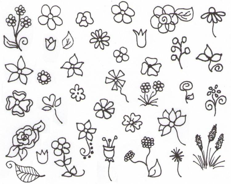 Картинки маленькие для срисовки легкие цветы 
