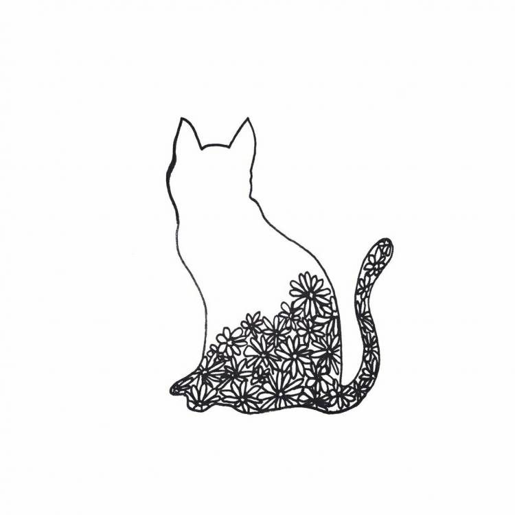 Кот черно белый раскраска