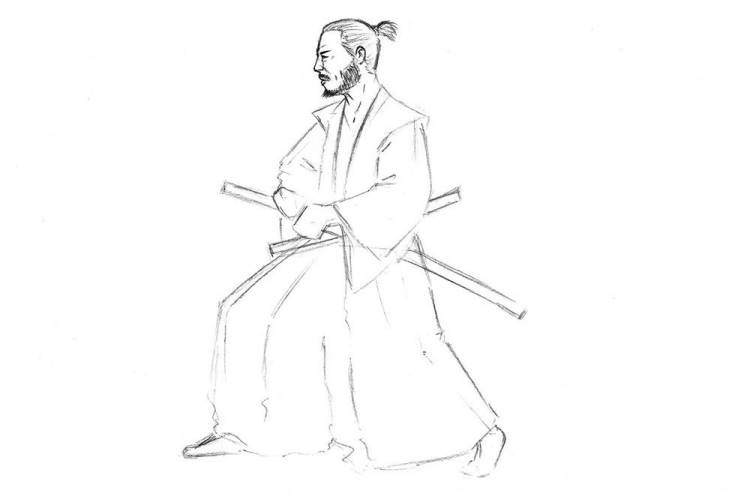 Рисунок самурая поэтапно 
